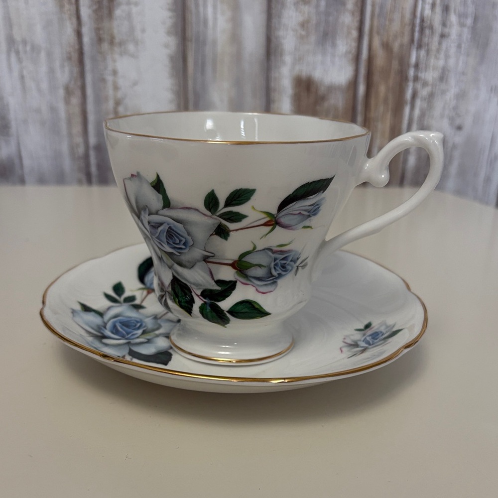 Royal Grafton Blue Floral Tea Cup and Saucer